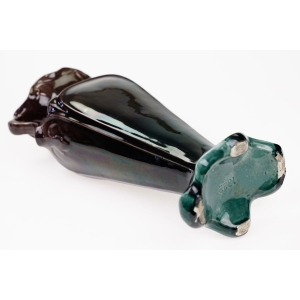 60504 ART NOUVEAU SECESJA FANTASTYCZNY WAZON Z USZAMI MAJOLIKA (5).JPG