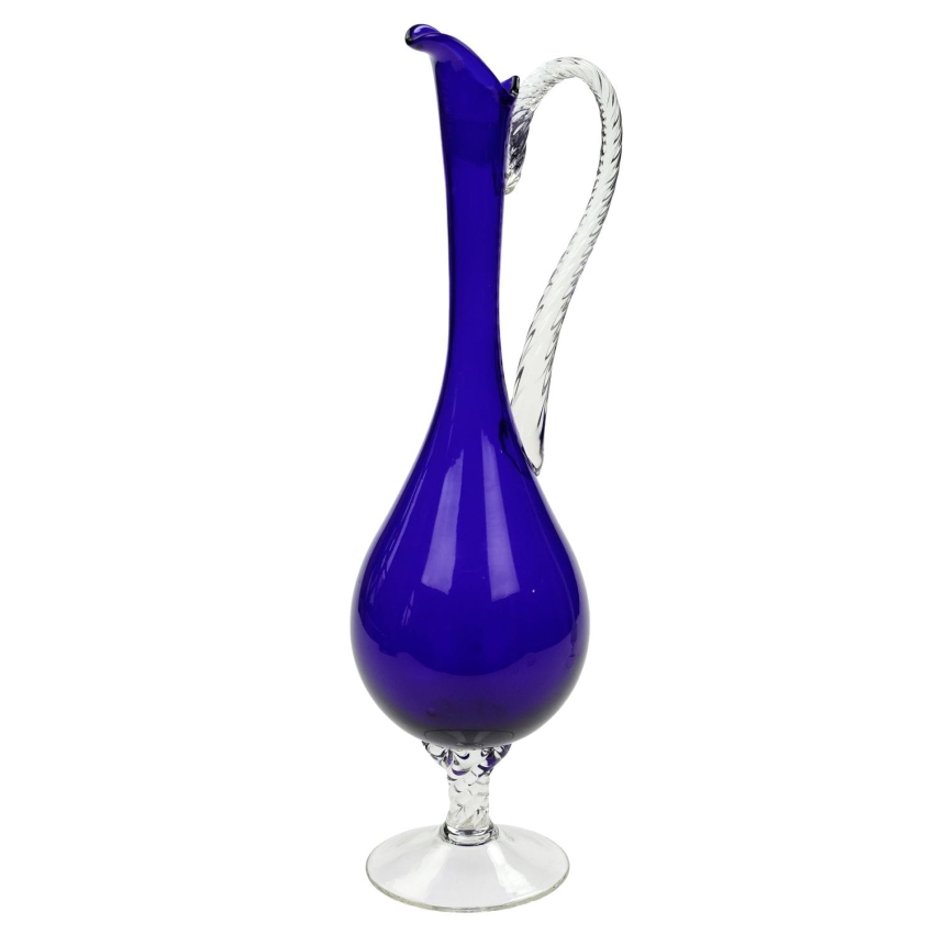 60558 EMPOLI KOBALTOWA ELEGANCKA KARAFKA DZBAN Z UCHEM NA STOPIE (1).jpg