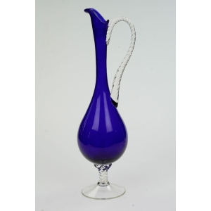 60558 EMPOLI KOBALTOWA ELEGANCKA KARAFKA DZBAN Z UCHEM NA STOPIE (2).JPG
