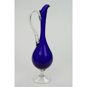 60558 EMPOLI KOBALTOWA ELEGANCKA KARAFKA DZBAN Z UCHEM NA STOPIE (4).JPG