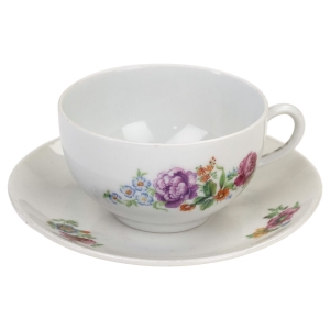 HUTA FRANCISZKA FILIŻANKA ZE SPODKIEM KOLOROWE KWIATUSZKI