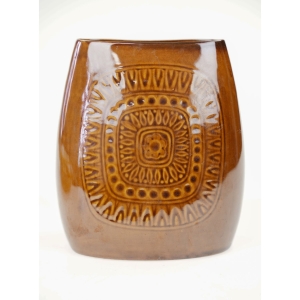 61162 JAROSZÓW WAZON W BRĄZOWYM KOLORZE SZKLIWIONY Z AZTECKIM WZOREM (2).jpg