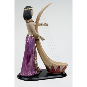 61206 NADAL EGIPSKA KOBIETA KLEOPATRA GRAJĄCA NA HARFIE DUŻA CERAMICZNA FIGURA (3).jpg