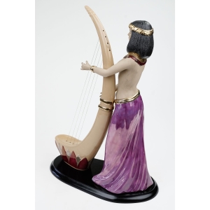 61206 NADAL EGIPSKA KOBIETA KLEOPATRA GRAJĄCA NA HARFIE DUŻA CERAMICZNA FIGURA (5).jpg