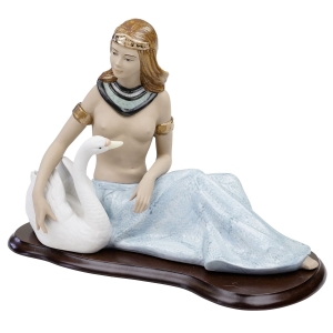 NADAL EGIPSKA KOBIETA KLEOPATRA Z ŁABĘDZIEM DUŻA CERAMICZNA FIGURA