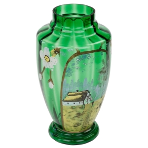 SECESYJNY WAZON RĘCZNIE MALOWANY EMALIĄ PEJZAŻ FRANCJA?