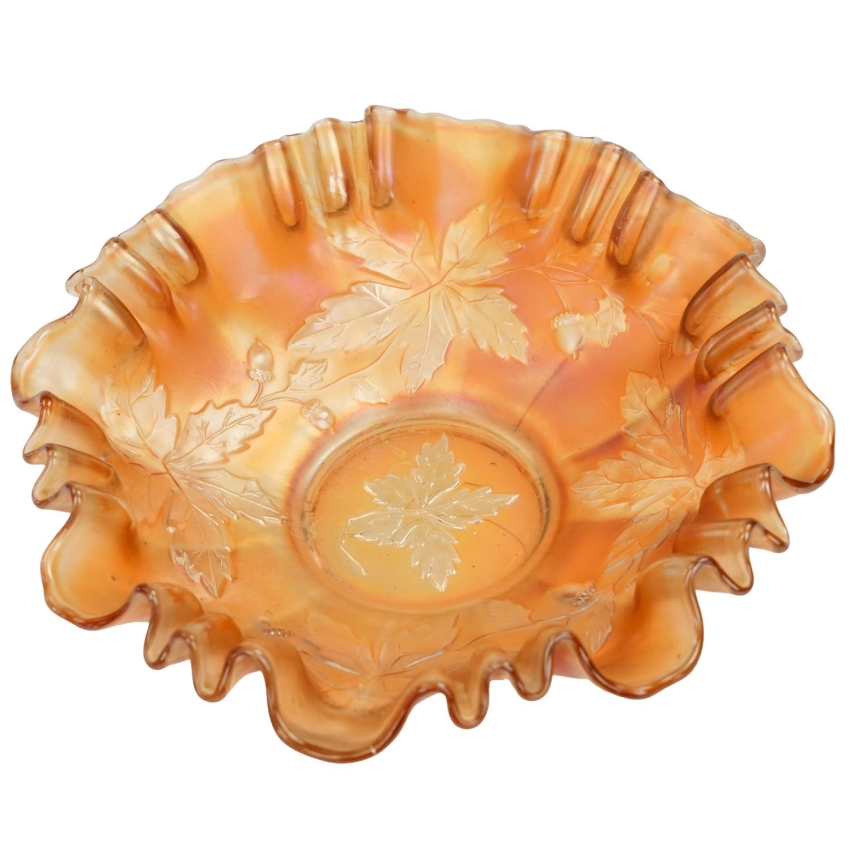 61336 FENTON CARNIVAL GLASS NAGIETKOWA MISA JESIENNE ŻOŁĘDZIE Z FALBANKĄ (1).jpg