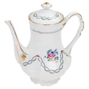 LIMOGES SECESJA PĘKATY DZBANEK DO KAWY RĘCZNIE MALOWANE KWIATKI