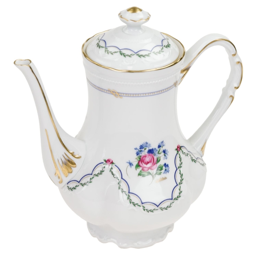 61368 LIMOGES SECESJA PĘKATY DZBANEK DO KAWY RĘCZNIE MALOWANE KWIATKI (1).jpg