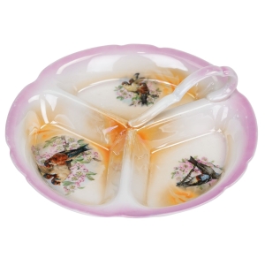 61397 VICTORIA ŚLICZNY PORCELANOWY KABARET DZIELONA PATERA Z PTASZKAMI (1).jpg
