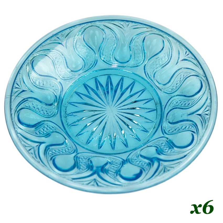 61417 VAL SAINT LAMBERT KOMPLET SYGNOWANYCH TURKUSOWYCH TALERZEKÓW POGATO DEKOROWANYCH (1).jpg