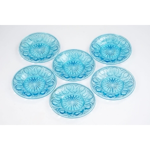 61417 VAL SAINT LAMBERT KOMPLET SYGNOWANYCH TURKUSOWYCH TALERZEKÓW POGATO DEKOROWANYCH (6).jpg