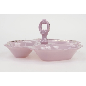 56844 PIRKENHAMMER ŚLICZNY KABARET Z RÓŻOWEJ PORCELANY RELIEFY I KWIATUSZKI (2).JPG