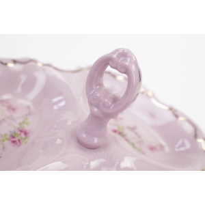 56844 PIRKENHAMMER ŚLICZNY KABARET Z RÓŻOWEJ PORCELANY RELIEFY I KWIATUSZKI (4).JPG