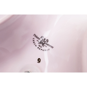 56844 PIRKENHAMMER ŚLICZNY KABARET Z RÓŻOWEJ PORCELANY RELIEFY I KWIATUSZKI (6).JPG