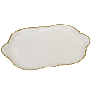 61492 ROSENTHAL SANSSOUCI KOŚĆ SŁONIOWA I ZŁOCENIA OWALNA PATERA PÓŁMISEK TACA (1).jpg