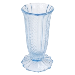 STARY BŁĘKITNY WAZON KIELICH NA STOPIE W SIATECZKĘ SYGNOWANY