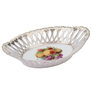 CUDOWNY AŻUROWY KOSZYK Z OWOCAMI I ZŁOCENIAMI