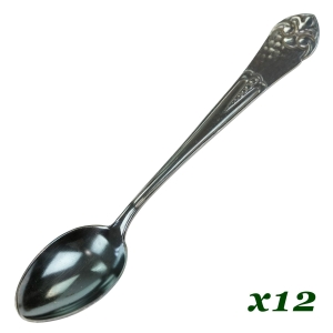 DANIA KOMPLET 12 PLATEROWANYCH ŁYŻECZEK DO MOKKI W KASECIE