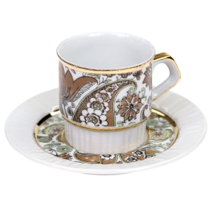 LIMOGES ŚWIETNA MOKKA W KWIATOWY WZÓR Z LAT 70-TYCH