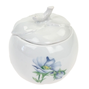 LIMOGES L. LOURIEUX JABŁKO POJEMNIK BOMBONIERKA BŁĘKITNE ANIEMONY