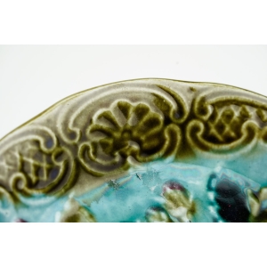 62651 MAJOLIKA STARY TALERZ KWIATY RÓŻ I RELIEFY (4).jpg