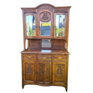 62728 ŚWIETNY KREDENS STARUSZEK Z OSZKLONĄ WITRYNKĄ.jpg