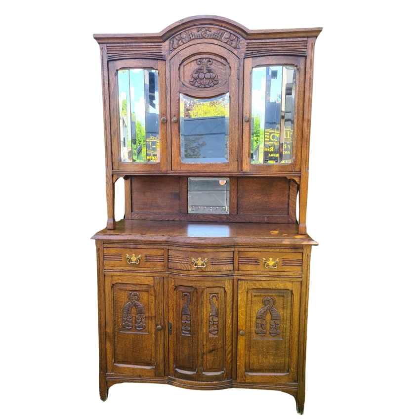 62728 ŚWIETNY KREDENS STARUSZEK Z OSZKLONĄ WITRYNKĄ.jpg