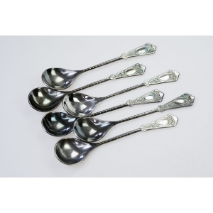 63063 ŻOLIBORZ KOMPLET PLATEROWANYCH SREBREM ŁYŻECZEK DO KAWY (6).jpg