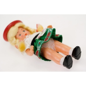 63080 STARA LALKA LALECZKA12,5 CM W UBRANKU Z TWORZYWA SZTUCZNEGO DO DOMKU DLA LALEK (5).jpg