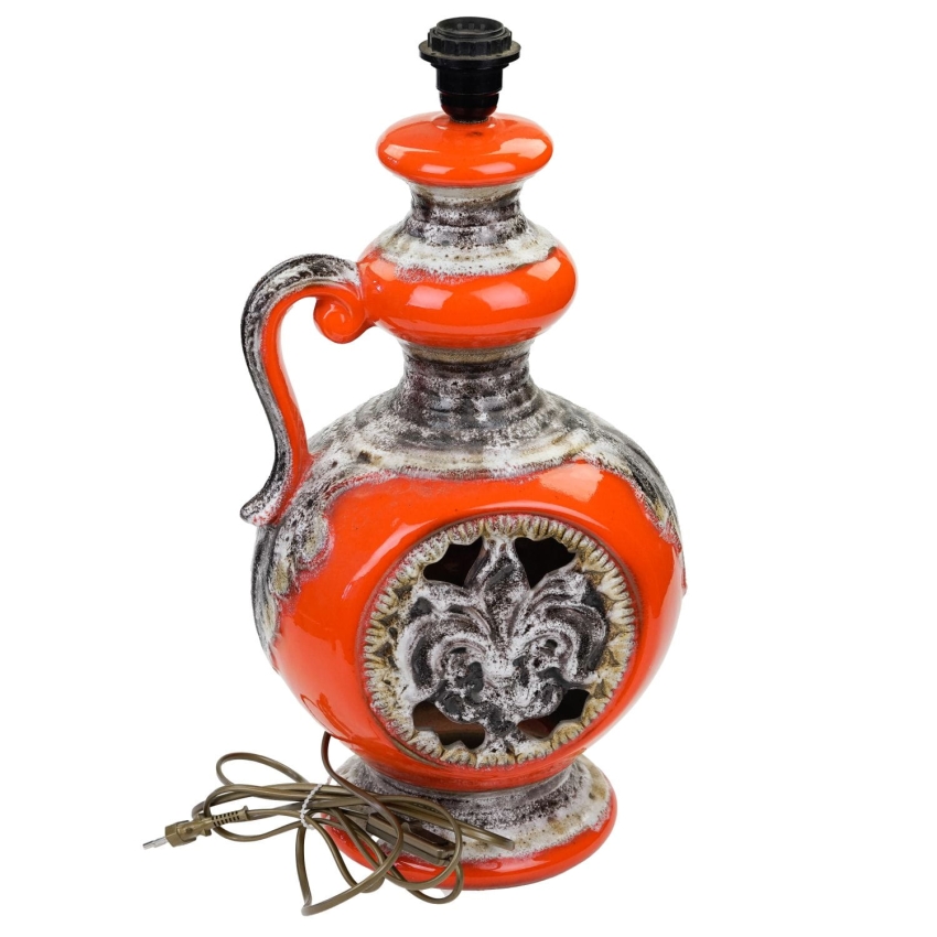 63116 ŚWIETNA LAMPA STOŁOWA W FORMIE POMARAŃCZOWEGO DZBAN WAZONA Z UCHEM FAT LAVA (1).jpg