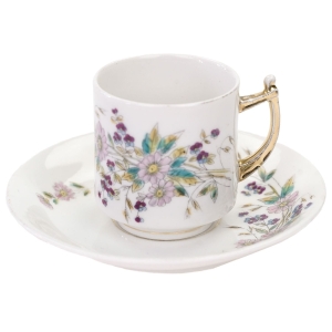 MOKKA ZE SPODKIEM RĘCZNIE MALOWANE KWIATKI