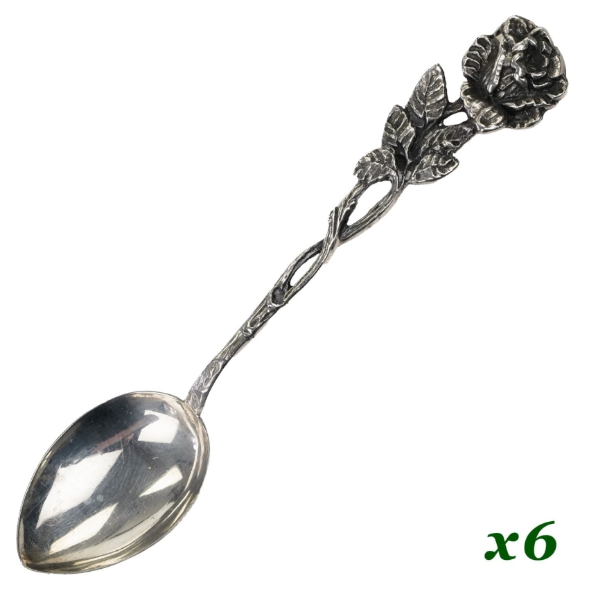 63260 SREBRO PRÓBA 800 KOMPLET ŁYŻECZEK DO MOKKI Z RÓŻĄ WAGA 58,9 G (1).jpg