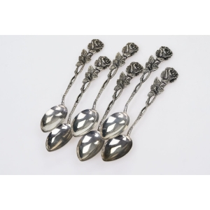 63260 SREBRO PRÓBA 800 KOMPLET ŁYŻECZEK DO MOKKI Z RÓŻĄ WAGA 58,9 G (6).jpg