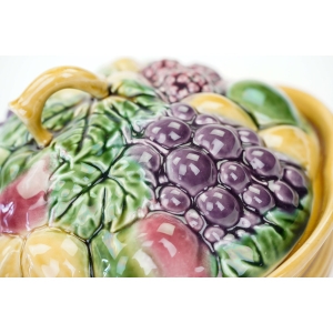 63327 SARREGUEMINES MAJOLIKA CUDOWNA OWOCOWA WAZA NACZYNIE Z POKRYWĄ (3).jpg