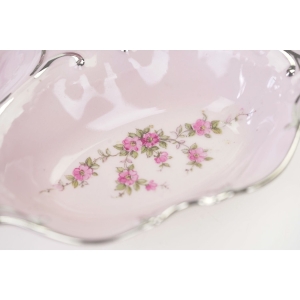 63424 PIRKENHAMMER ŚLICZNY KABARET Z RÓŻOWEJ PORCELANY RELIEFY I KWIATUSZKI (3).jpg