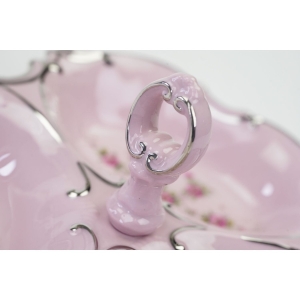 63424 PIRKENHAMMER ŚLICZNY KABARET Z RÓŻOWEJ PORCELANY RELIEFY I KWIATUSZKI (4).jpg