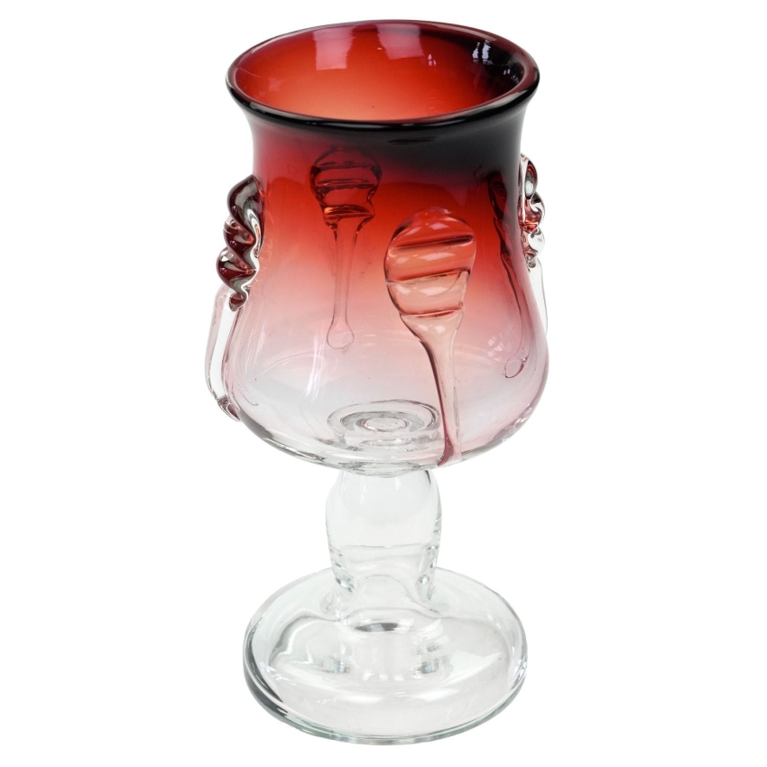 63460 TARNOWIEC J. SŁUCZAN-ORKUSZ RUBINOWY KIELICH WAZON NA STOPIE Z NAKŁADKAMI (1).jpg