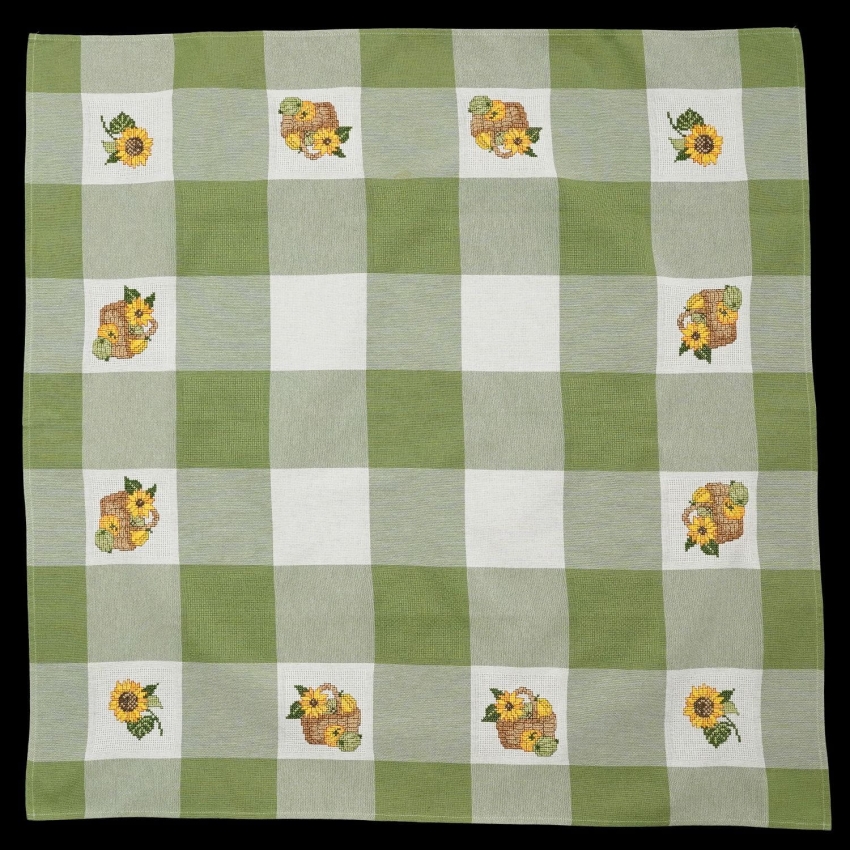 63567 ZIELONA KRATA I HAFT KRZYŻYKOWY SŁONECZNIKI ŚLICZNY OBRUS 85 X 85 CM (1).jpg