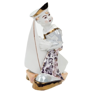 STEATYT KATOWICE LAMPKA FIGURALNA MARYNARZ CHŁOPIEC Z ŻAGLÓWKĄ