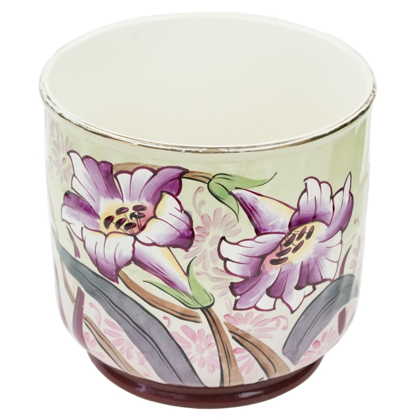 63666 ŚWIETNIE MALOWANA DONICA OSŁONKA NA DONICZKĘ LILIE KWIATY (1).jpg