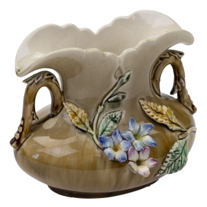 63808 ART NOUVEAU SECESJA FANTASTYCZNA PAŁACOWA ŻARDINIERA WAZON MAJOLIKA KWIATOWA (1).jpg