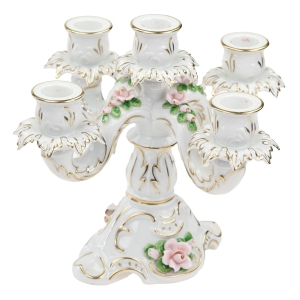 KAISER UROCZY SŁODKI ŚWIECZNIK NA 5 ŚWIEC PLASTYCZNE RÓŻYCZKI