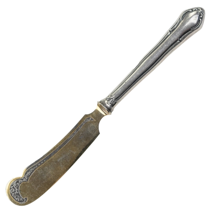 64129 ŚLICZNY NÓŻ DO MASŁA ZE SREBRNYM TRZONKIEM PRÓBY 800 (1).jpg