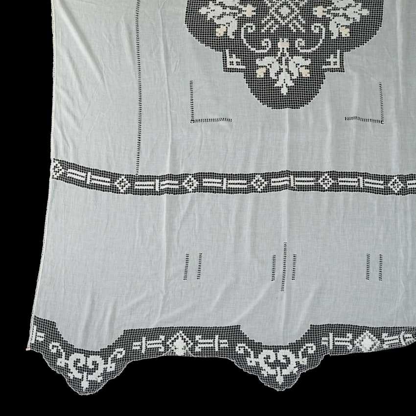 64202 PRAWDZIWY RARYTAS MUŚLIN I KOŁEK KAPA OBRUS FIRANA 270 X 180 CM (1).jpg