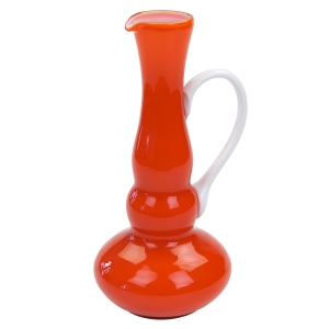 STELVIA / OPALINA FIORENTINA EMPOLI POMARAŃCZOWY DZBAN WAZO Z BIAŁYM UCHEM