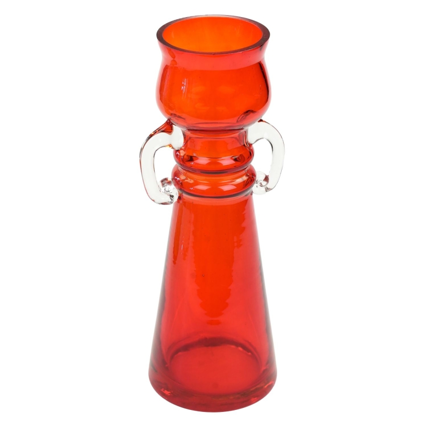 64235 ZAWIERCIE M. SŁABOŃ SZKŁO ARTYSTYCZNE RUBINOWY WAZON Z USZKAMI (1).jpg