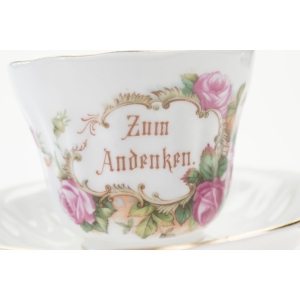 64265 BIEDERMEIER RĘCZNIE MALOWANA FILIŻANKA ZE SPODKIEM STARUSZKA UPOMINEK OKAZJONALNA (3).jpg