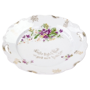 PATERA Z MODLITWĄ I NARCYZY SECESJA FIOŁKI FIOŁECZKI