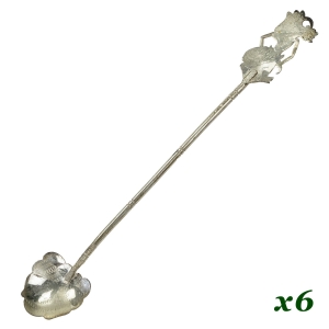 INDONEZJA KOMPLET ŁYŻECZEK DO MROŻONEJ HERBATY Z POSTACIAMI Z WAYANG KULIT